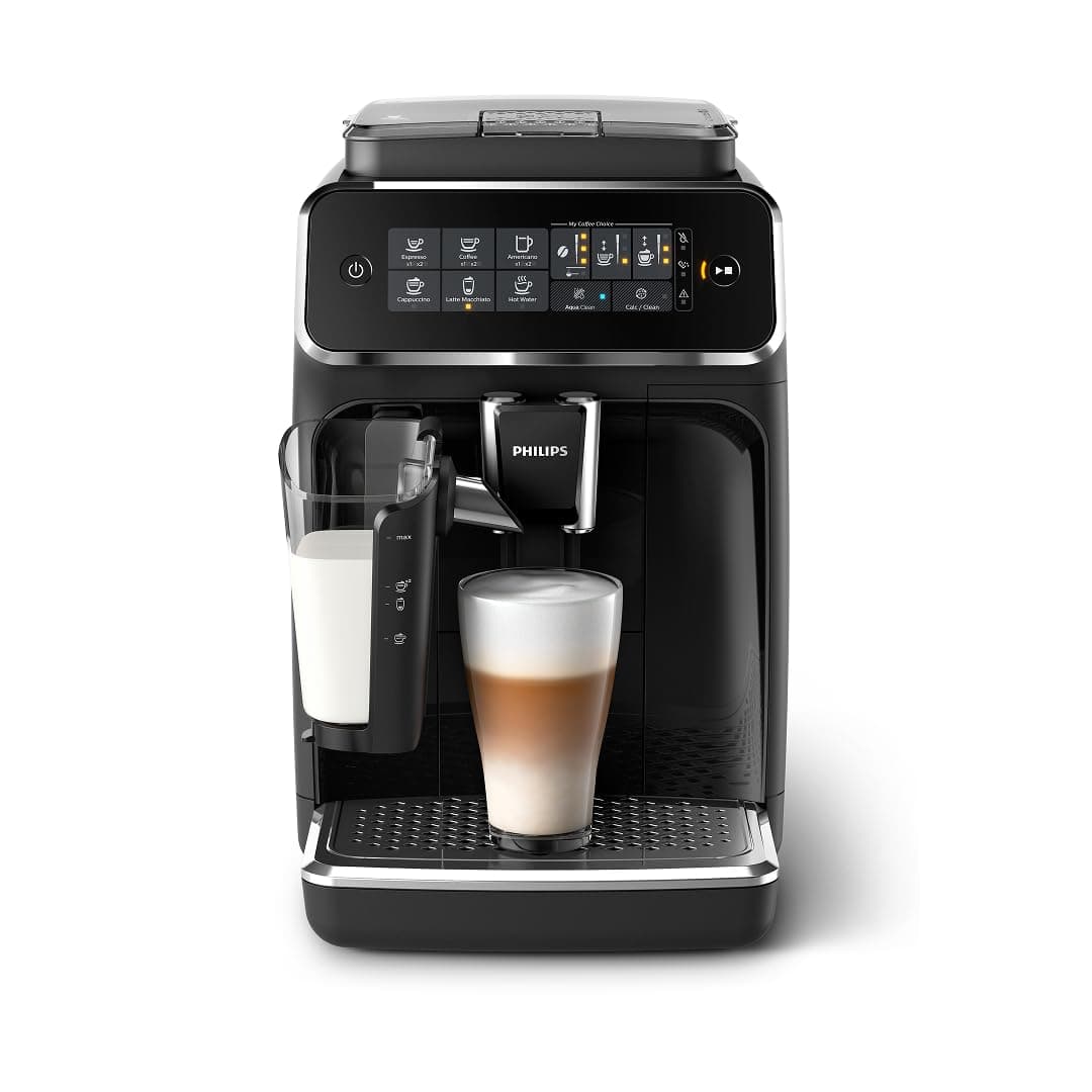 Philips 3200 Series Fully Automatic Espresso Machine, LatteGo Milk Frother, 5 Coffee Varieties, Intuitive Touch Display, 100% Ceramic Grinder, AquaClean Filter, My Coffee Choice, Black (EP3241/54)