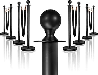 8PCS Black Stanchions Posts with 4PCS 5 ft Black Velvet Rope, Black Velvet Rope Stanchion Set Crowd Control Barriers, Stanchions and Velvet Ropes Red Carpet Poles for Party Supplies
