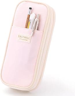 EASTHILL Big Capacity Pencil Case Large Pencil Pouch Stationery Pen Bag for Teen Girls-Pink