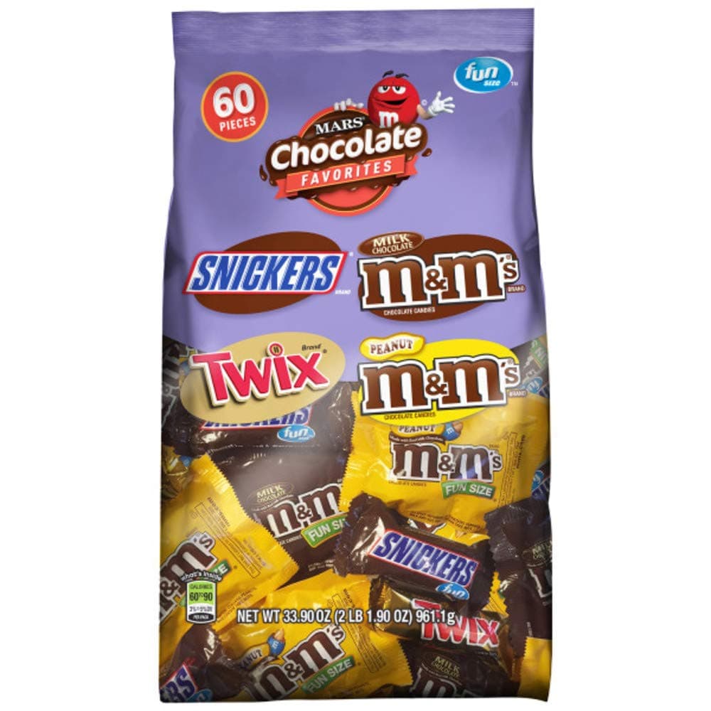 M&M'S Original & Peanut, SNICKERS & TWIX Variety Pack Fun Size Chocolate Candy Bars Assortment, 33.9 oz, 60 Pieces
