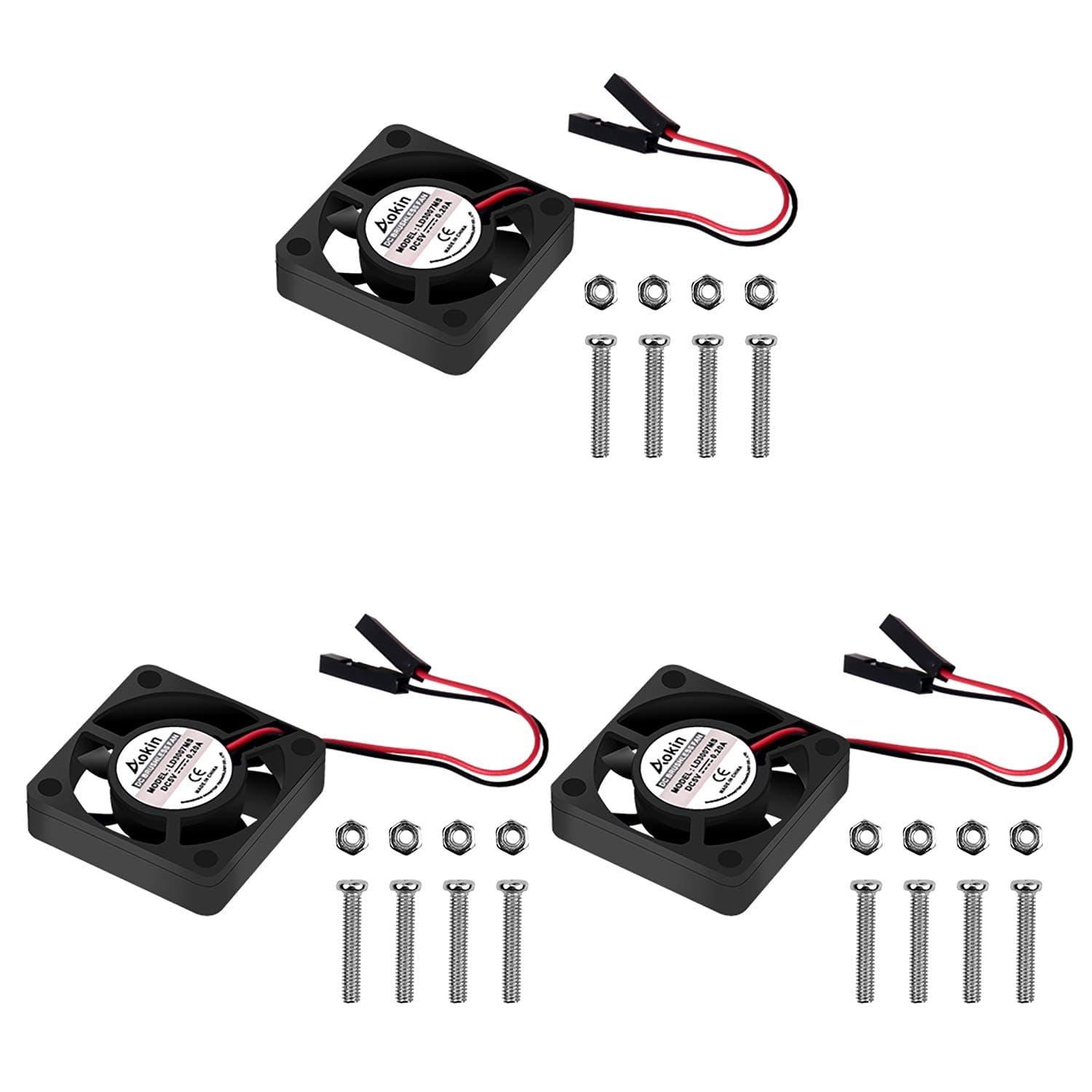 for Raspberry Pi Cooling Fan DC 5V/3.3V Brushless CPU Cooling Fan with Screws for Raspberry Pi 4 B, Pi 3 B+, Pi 3 B, Pi 2 B, Pi 1 B+, RetroFlag NESPI Case, etc, 3 Pack
