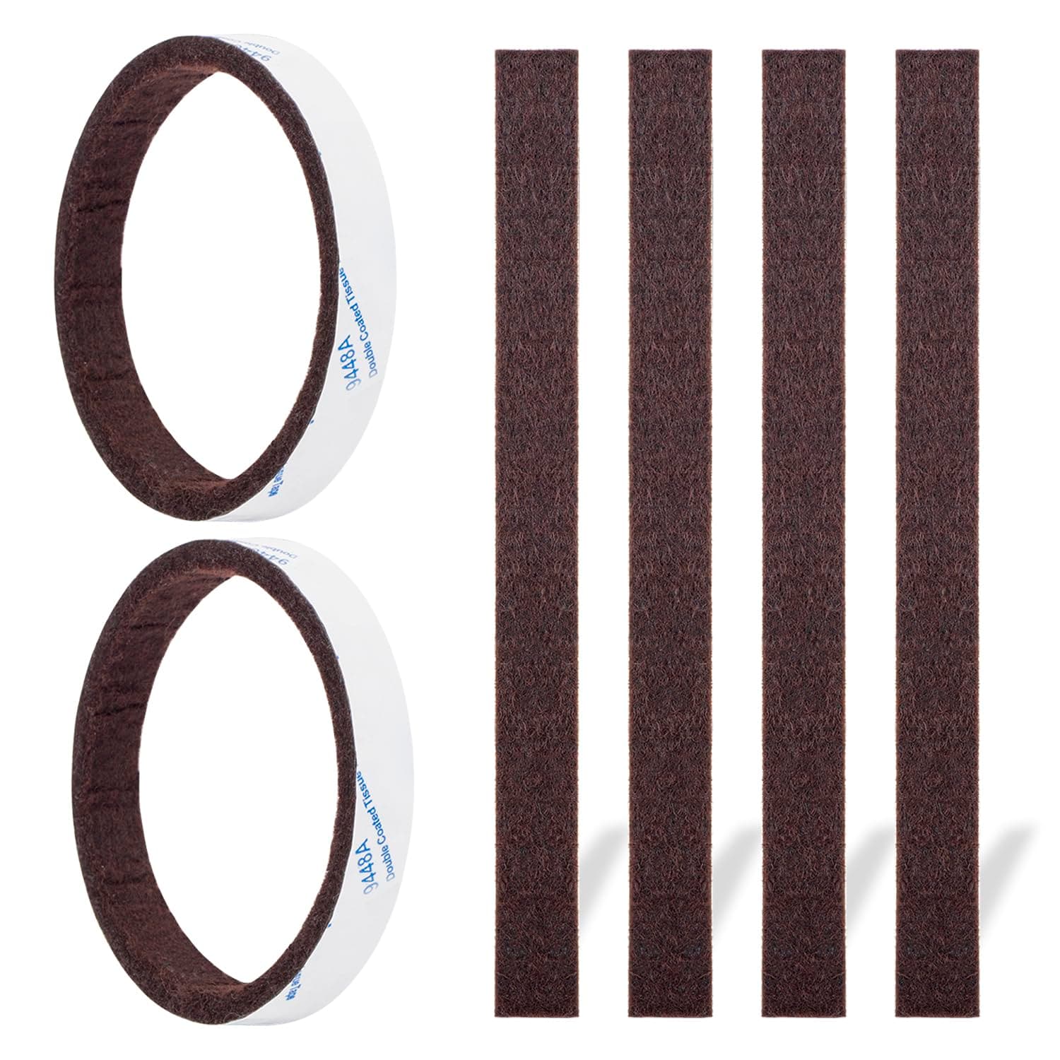 Felt Strips with Adhesive Backing, Felt Furniture Strips, 20Pieces Pack 1/2x 6 Inches, Adehesive Felt Strips for Furniture Brown