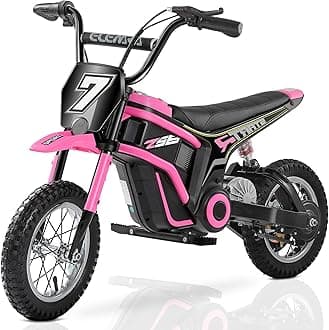 Electric Motorcycle for Kids, Dirt Bike Electric with Music & Bluetooth,350W Chain-Driven Motor,15.5 mph & 150lb Max,Twist-Grip Throttle & Hand-Operated Rear Brake,12" Air-Filled Tires-Pink