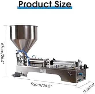 SIERINO Paste Filling Machine - 10-5000 ml Semi-Automatic Horizontal Pneumatic Cream Filling Machine, Stainless Steel Industrial Visco Liquid Filler Quantitative Filling Machine, Single Head
