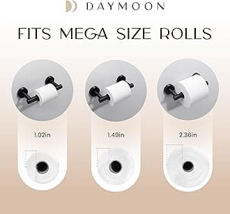Day Moon Designs Toilet Paper Holder with Shelf - Flushable Wipes Dispenser & Storage Fits Any Bathroom, Keep Your Wet Wipes Hidden - Stainless Steel Wall Mount Bathroom Organizer - Matte Black, Small
