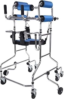 Y&A Rollator Walker for Seniors,Adjustable Standard with Seat,Foamed Axillary Support,Wheeled Rolling Rehabilitation Auxiliary Walking Aid, Blue, 60x92x140cm(24x36x55 Inch)