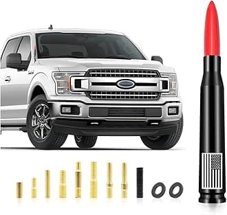 Car Antenna Mast, American Flag Aluminum Automobile Antenna Mast, 5.5 Inch AM/FM Radio Antenna with 9 Screws Adapter and 2 Rubber Rings, Auto Replacement Accessories for Car Truck SUV (Red)