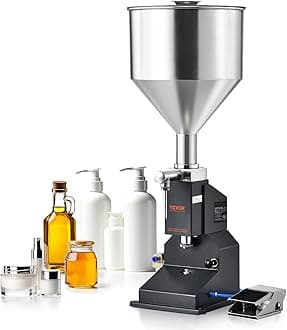 VEVOR A02 Automatic Paste Liquid Filling Machine, 5-50ml Adjustable Bottle Filler Machine with 10L Hopper for Filling Paste/Cream/Cosmetic/Perfume/Drink/Medicine/Shampoo/Lip Gloss