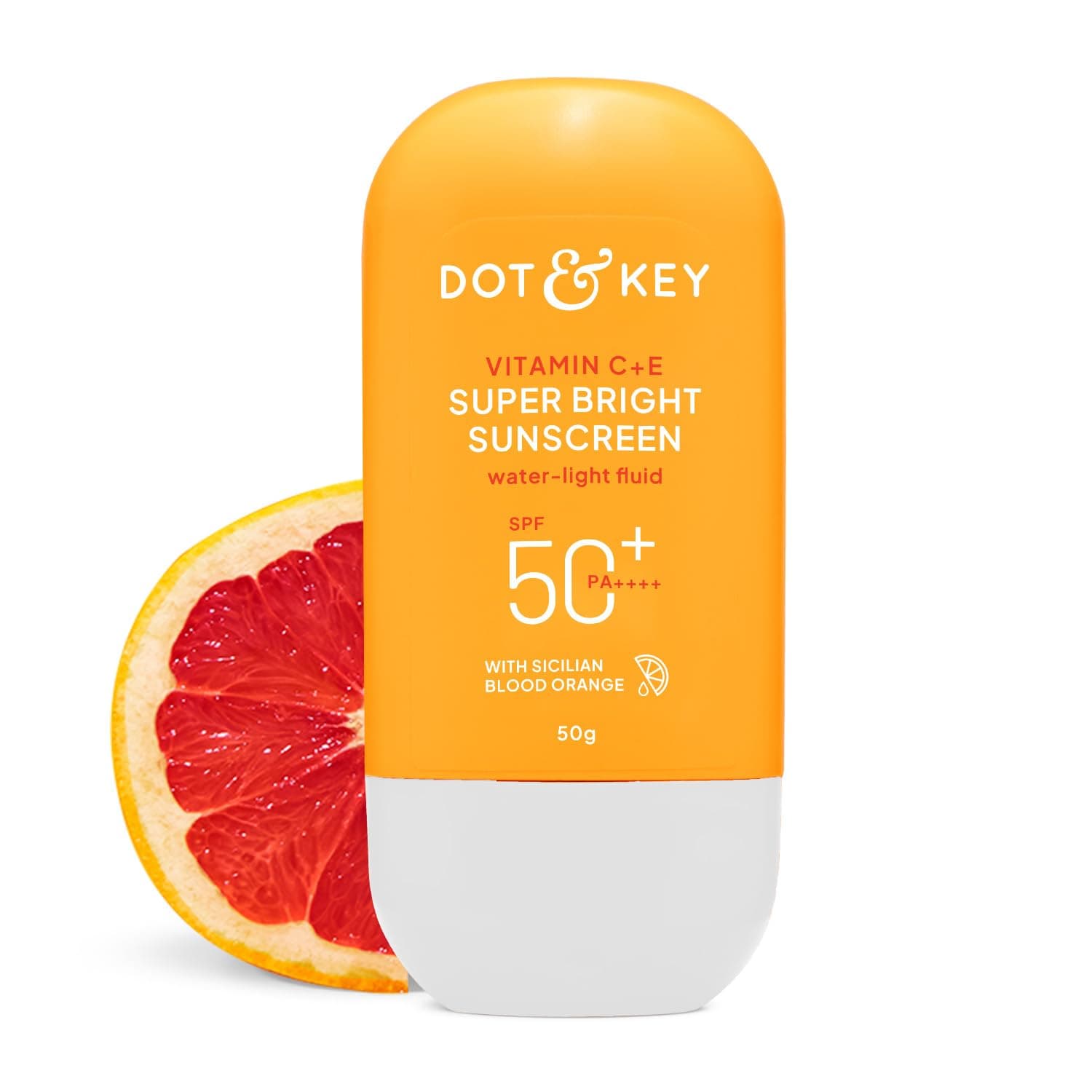 Vitamin C + E Super Bright Sunscreen Spf 50 In-Vivo Tested | Water-Light,UVA/UVB & Blue Light Protection|For Even Toned & Glowing Skin|With Liquid Spf 50+++| No White Cast | For All Skin Types| 50G,Pack Of 1