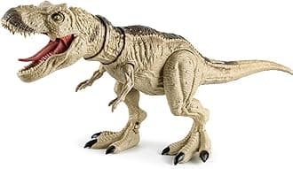 Tyrannosaurus Rex Action Figure Dinosaur Toy for Kids 3-5, Realistic T-Rex with Vibration Feature Roaring, Lights, Continuous Spray, Movable Jaws & Limbs – Birthday for Kids (Khaki)