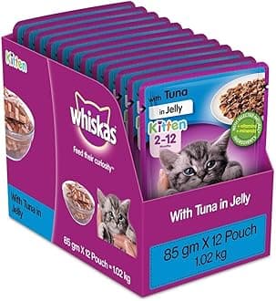 Kitten Wet Cat Food (2-12 Months), Tuna In Jelly Flavour, 12 Pouches (12 X 85G), 1 Count