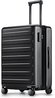 Carry On Luggage 22x14x9 Airline Approved, 20 Inch Luggage with Smooth Spinner Wheels, Expandable, Hard Shell PC Suitcase, Lightweight Travel Luggage, TSA Approved (Black, Rhine Max)