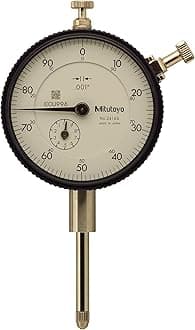Mitutoyo 2416S-10 Dial Indicator, #4-48 UNF Thread, 3/8" Stem Dia., Lug Back, White Dial, 0-100 Reading, 57mm Dial Dia., 0-1" Range, 0.001" Graduations, +/-0.002" Accuracy