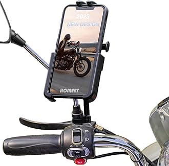 Motorcycle Phone Mount, Aluminum Alloy Scooter Cellphone Holder Moped Rearview Mirror Smartphone Universal Mount for 4.0''-7.0'' Smart Devices, 10mm Diameter, 360° Rotation, Quick Release